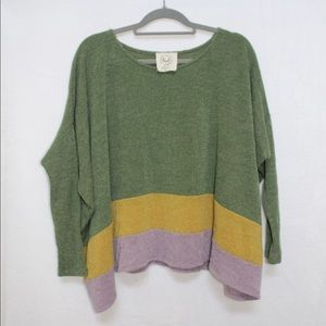 Fantastic Fawn Green Purple Yellow Sweater Size M